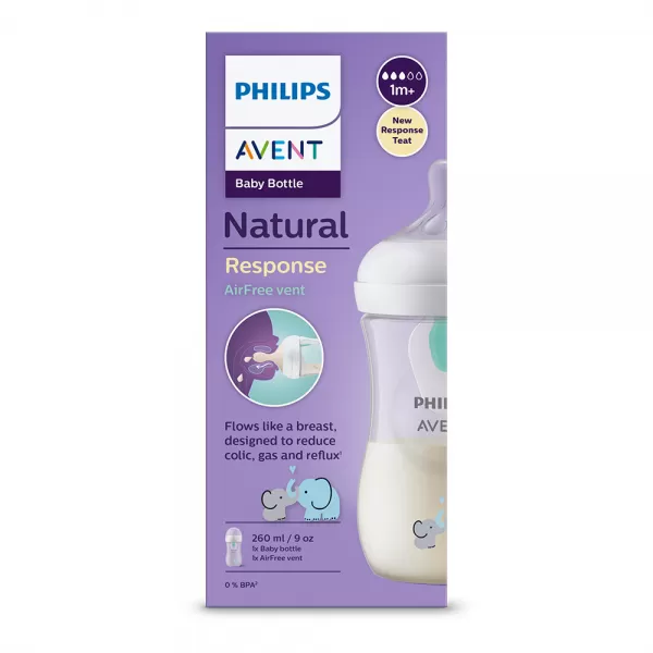 Avent Láhev Natural Response s ventilem Air Free 260 ml +1m slon