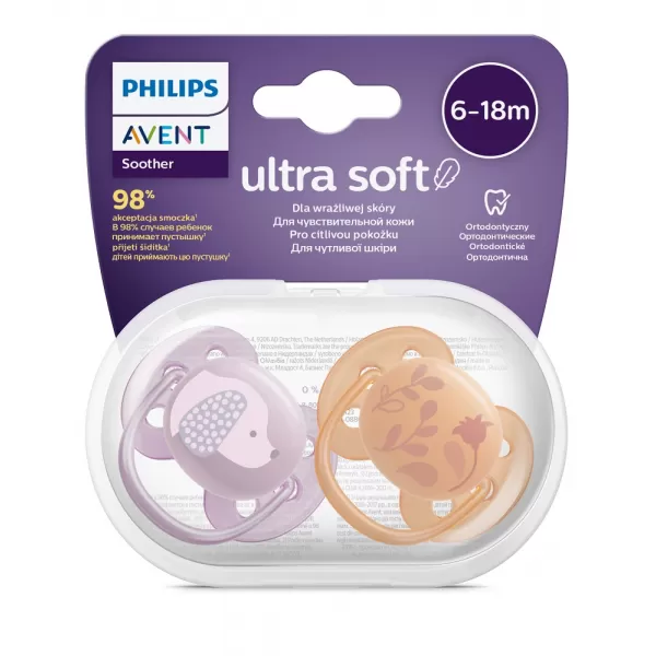 Avent Šidítko Ultrasoft Premium zvířátka 6-18 m 2ks holčička