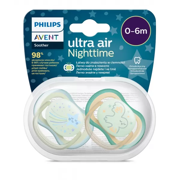 Avent Šidítko Ultra air Night 2ks 0-6 m kluk