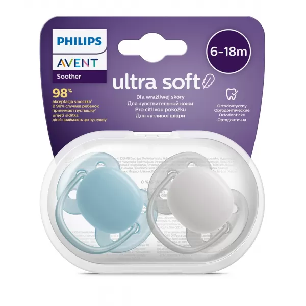 Avent Šidítko Ultrasoft Premium 6-18 m 2ks kluk