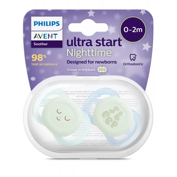 Philips AVENT Šidítko Ultrastart noční 0-2m, 2 ks