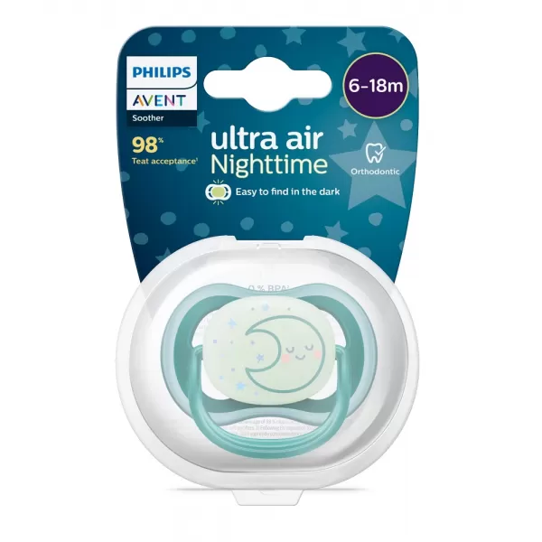 Philips AVENT Šidítko Ultra air noční 6-18m, 1ks+WW Soapberry 60ks
