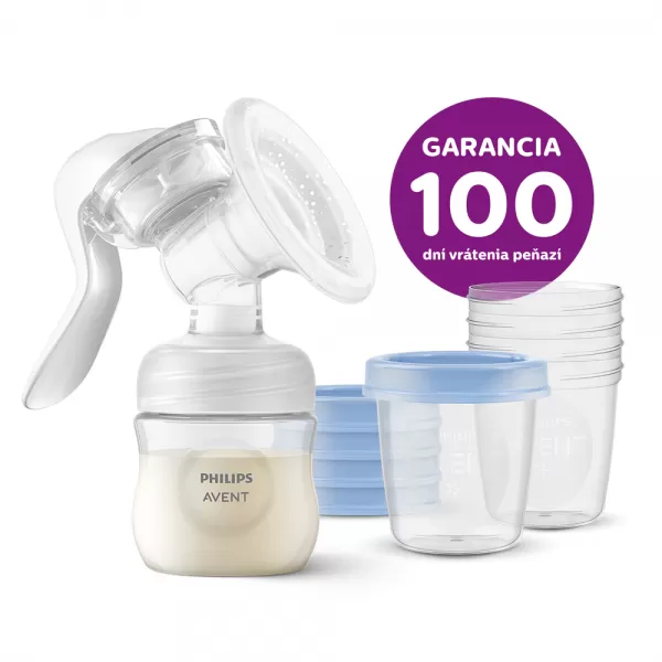 Avent Manuální odsávačka + VIA 180ml 5ks