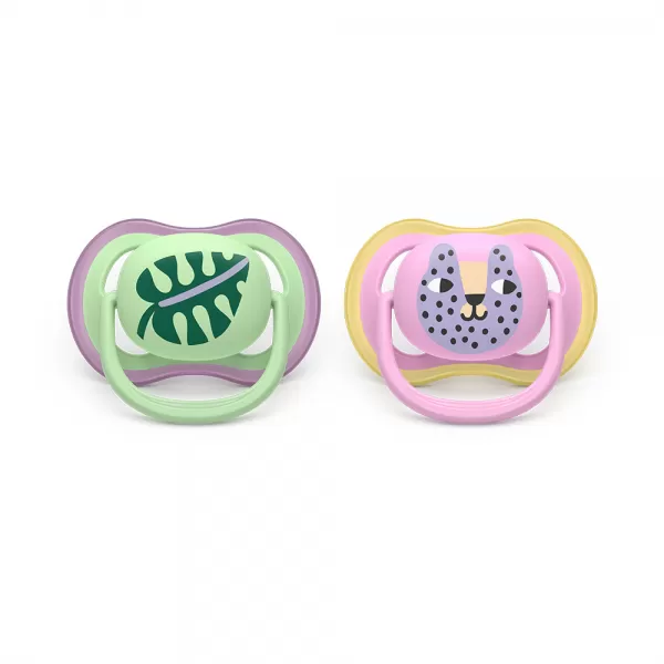 Philips AVENT Šidítko Ultra air růžová/zelená 6-18m obrázek dívka, 2ks
