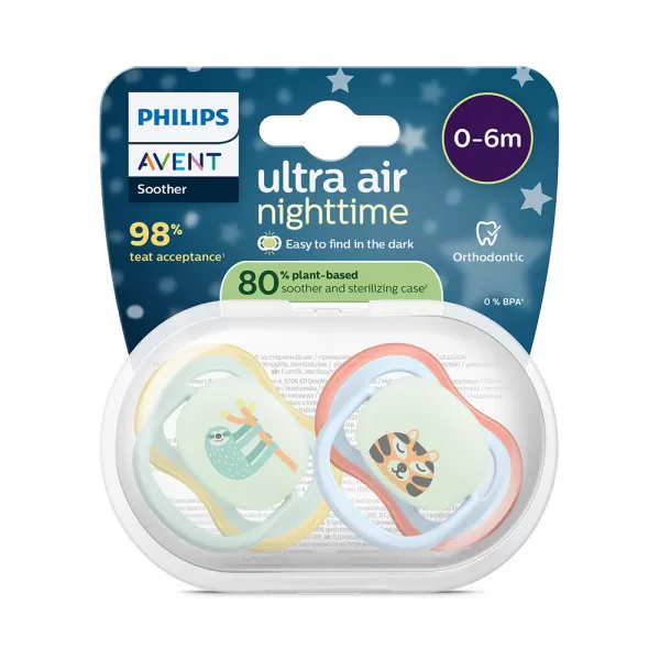 Philips AVENT Šidítko Ultra air noční 0-6m, 2ks