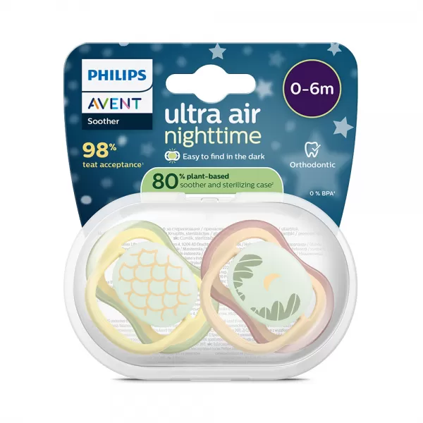 Philips AVENT Šidítko Ultra air noční 0-6m, 2ks