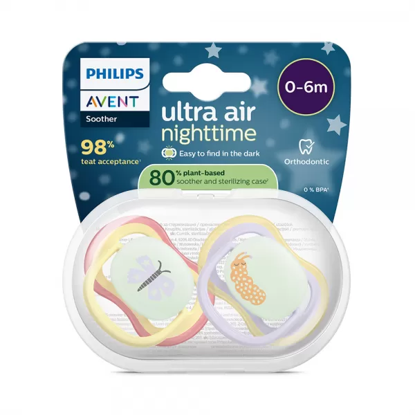 Philips AVENT Šidítko Ultra air noční 0-6m, 2ks