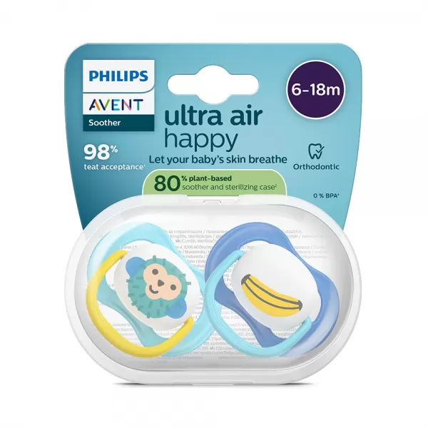 Philips AVENT Šidítko Ultra air obrázek 6-18m chlapec, 2ks