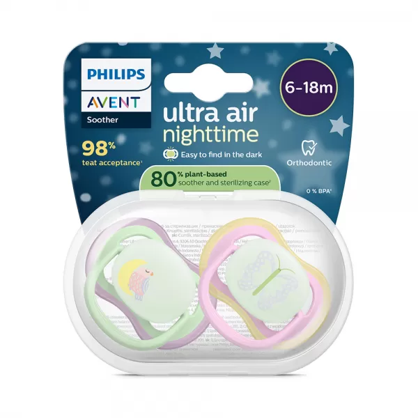 Philips AVENT Šidítko Ultra air noční 6-18m, 2ks