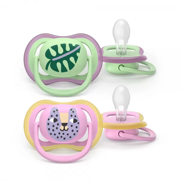 Philips AVENT Šidítko Ultra air růžová/zelená 6-18m obrázek dívka, 2ks