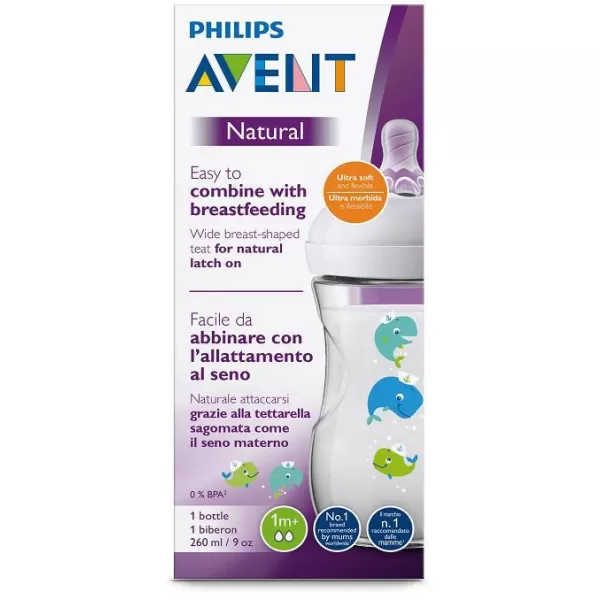 Philips AVENT Láhev Natural 260 ml, velryba